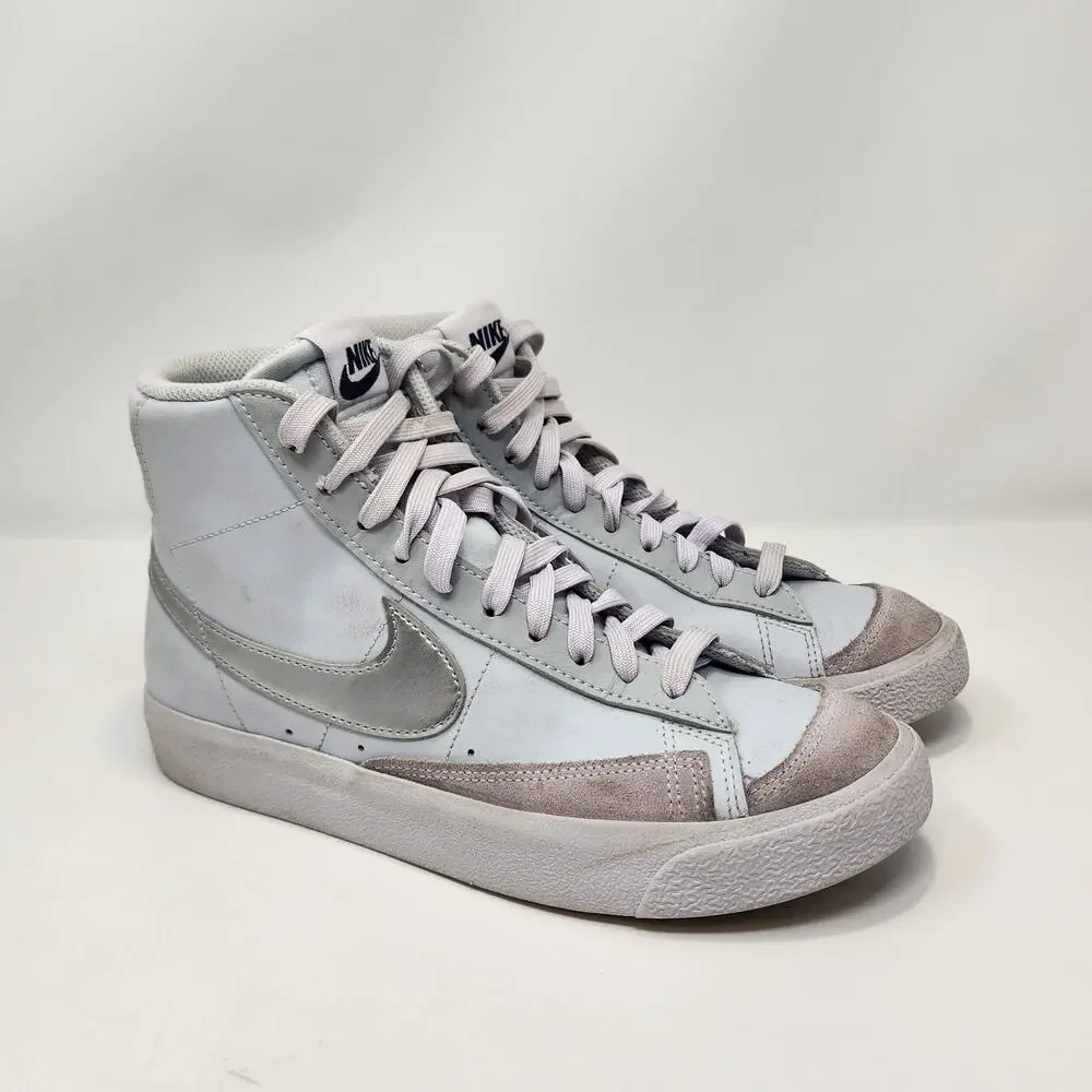 Nike Blazer Mid 77 GS Platinum Grape Silver Sneakers Big Kid Size 6.5Y Leather
